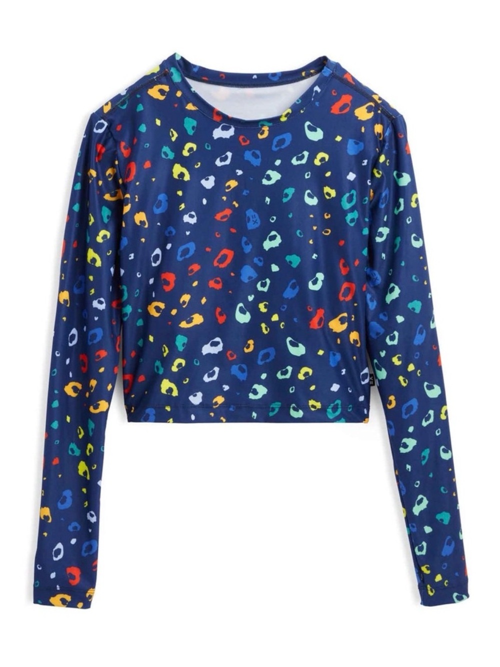 TomboyX Long Sleeve Rash Guard w Built In Bra 2X Colorful Leopard Print Unisex